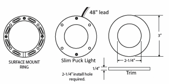 Picture of Super Thin LED Puck Light, 2.2 watt, 3000K, Dimmable, 150 lms, 7mm Thick