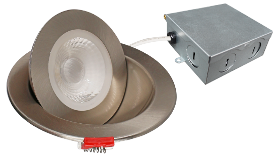 Picture of 4" LED Floating Gimbal, 9 watts, Pre-select 5 CCT, 740 lms, Dimmable 10-100%, 120V, Round, Brush Nickel