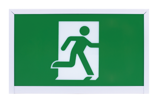 Picture of LED Running Man Exit Sign, Metal Case, with Battery backup Combo, 120/347V