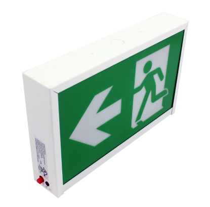 Picture of LED Running Man Exit Sign, Metal Case, with Battery backup Combo, 120/347V
