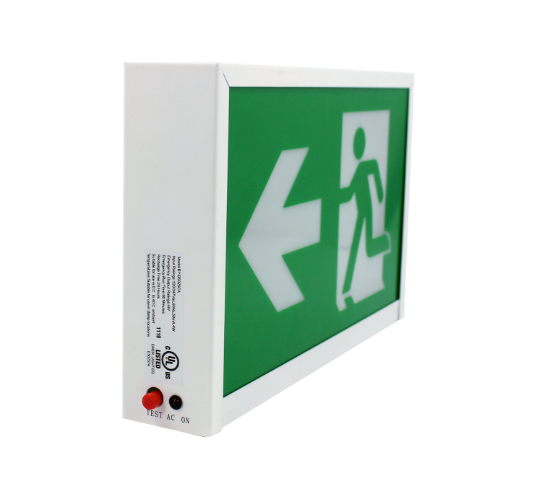 Picture of LED Running Man Exit Sign, Metal Case, with Battery backup Combo, 120/347V