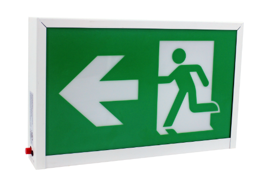 Picture of LED Running Man Exit Sign, Metal Case, with Battery backup Combo, 120/347V
