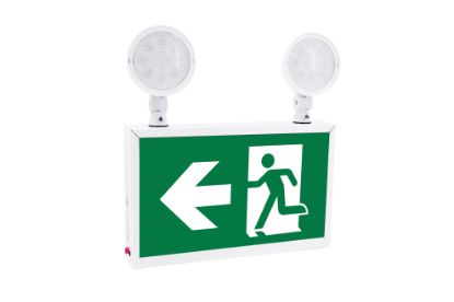Picture of LED Running Man Exit Sign, Metal Case, with Battery backup Combo and Emergency Lighting, 1 watts each head, 120/347V