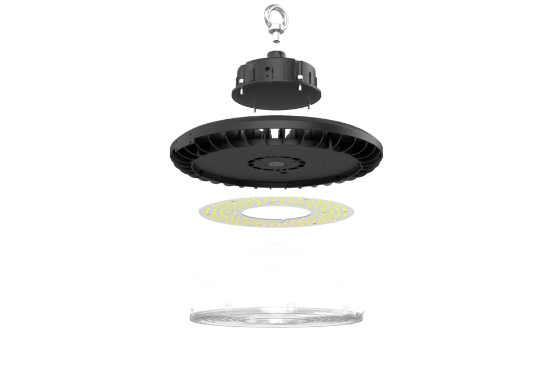 Picture of LED Highbay UFO Pro-Series, 100 watts, 5000K, 16434 lms, IP65 Rated, 8.5 ft Power Cord, Dimming 0-10V, 120-347V
