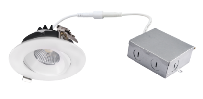 Picture of 4'' Recessed Gimbal Downlight, 12 watts, 984lms, Pre-select 5 CCT, Triac Dimming, 120V, White, Round, Wet Location