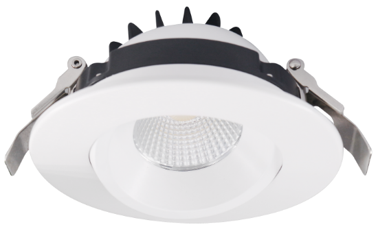 Picture of 4'' Recessed Gimbal Downlight, 12 watts, 984lms, Pre-select 5 CCT, Triac Dimming, 120V, White, Round, Wet Location