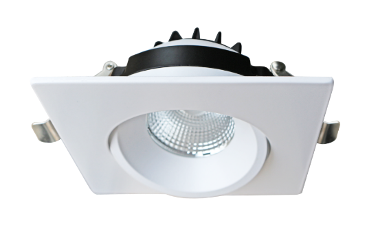 Picture of 4'' Recessed Gimbal Downlight, 12 watts, 984lms, Pre-select 5 CCT, Triac Dimming, 120V, White, Square, Wet Location