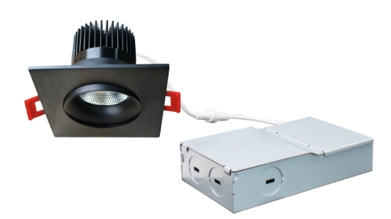 Picture of 3.5'' Recessed Gimbal Downlight, 12 watts, 985 lms, CRI 90+, Pre-select 5 CCT, Triac Dimming, 120V, Black, Square, Wet Location