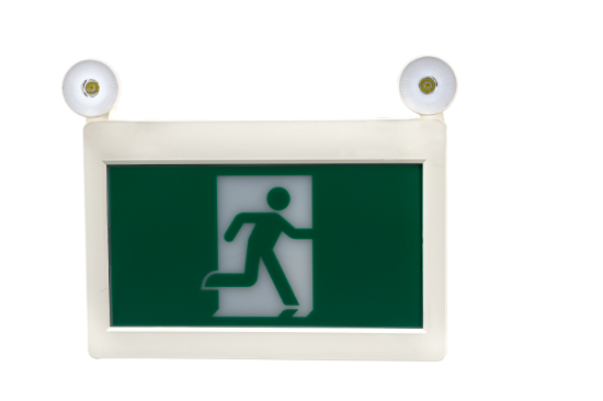 Picture of LED Running Man Exit Sign, with Battery backup Combo and Emergency Lighting, 120/347V, 1.2W each head, remote capable