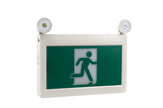 Picture of LED Running Man Exit Sign, with Battery backup Combo and Emergency Lighting, 120/347V, 1.2W each head, remote capable