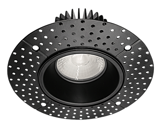 Picture of 4'' LED Trimless Recessed Downlight, 15 watts, Triac Dimming, 1230 lms, 5 CCT Switchable, 120V, Wet Location, Round, Black