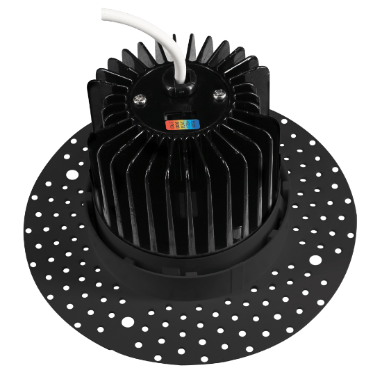 Picture of 4'' LED Trimless Recessed Downlight, 15 watts, Triac Dimming, 1230 lms, 5 CCT Switchable, 120V, Wet Location, Round, Black