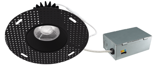 Picture of 3.5'' Trimless LED Downlight, 12 watts, Triac Dimming, 985 lms, 5 CCT Switchable, 120V, Wet Location, Round, Black