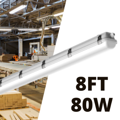 Picture of LED Vapor Tight IP65 Rated, 8 FT, 80 watts, 3 CCT 3.5K-4K-5K, 10400 lms, Dimming 0-10V, 120 - 347V