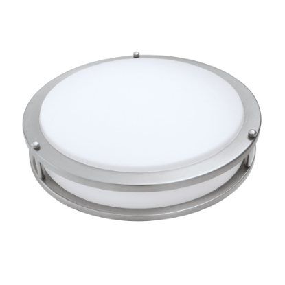 Picture of 12" LED Double Ring Flush Mount, 18 watts, 1170 lms, CRI 90+, Pre-select 5 CCT, Triac Dimming, Damp Location Rated, Brush Nickel, Round, 120V